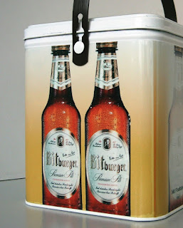 Blechdose mit Brauereimotv der Brauerei Bitburger