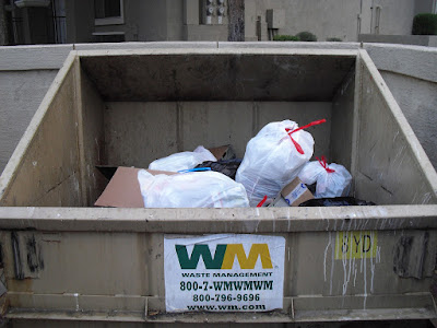 Trash Bin No Lid With Waste Management Sticker 