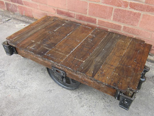  Refurbished antique railroad cart coffee tables