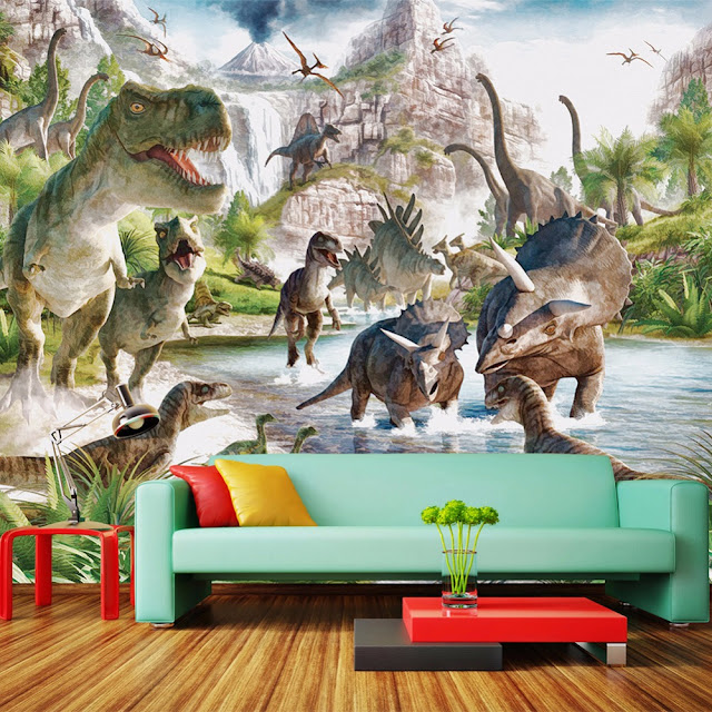 Dinosaur wall mural 3d wallpaper murals Jurassic world landscape Wallpaper For kids Bedroom