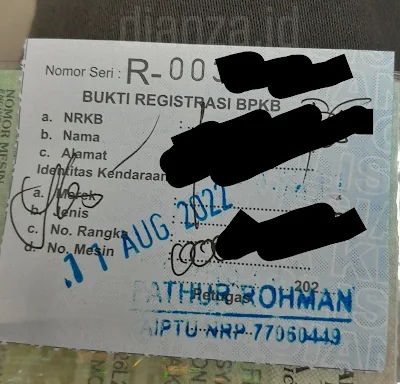 bukti registrasi bpkb