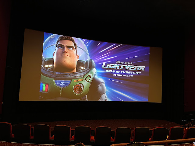 Buzz Lightyear in Lightyear on a movie screen