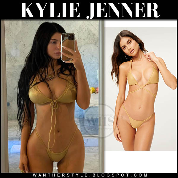 Kylie Jenner in gold bikini