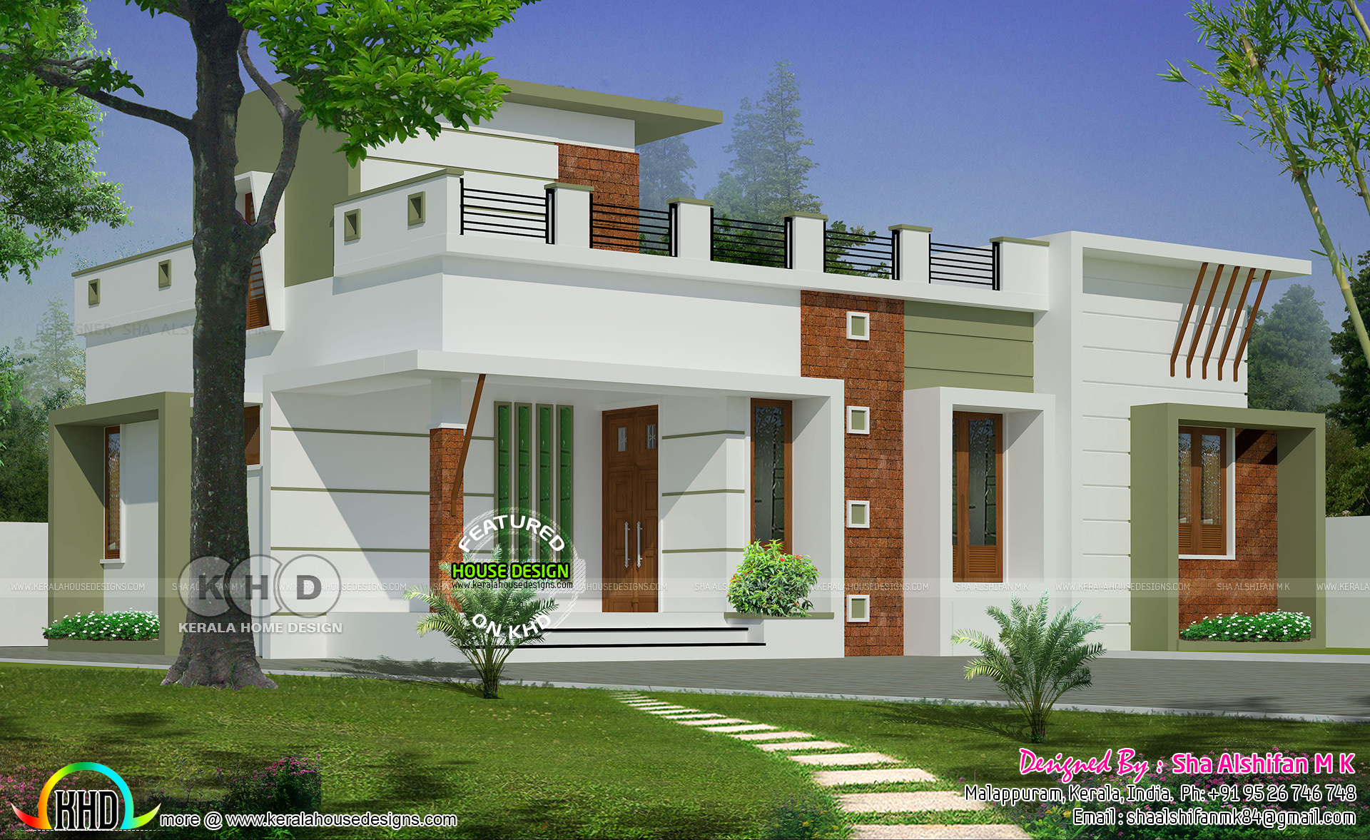 983 Sq  feet  2  bedroom  one floor home  Kerala  home  design  