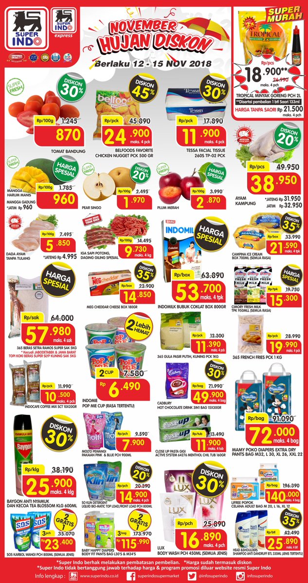 Superindo - Promo November Hujan Diskon Periode 12 - 18 November 2018