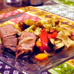 Carne al horno con vegetales
