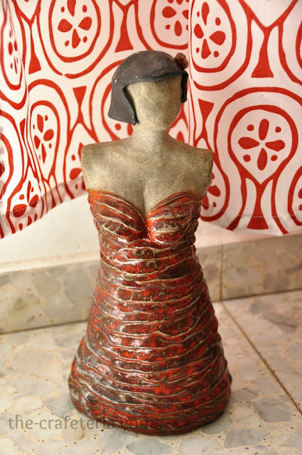 Lady in Red Ceramic Sculpture