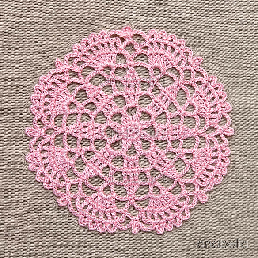 Anabelia craft design Crochet lace motifs  in pink and 