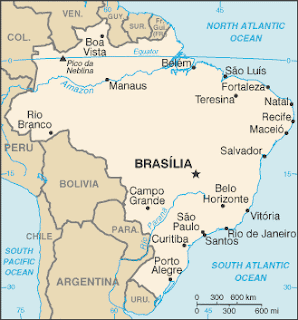 Map of Rio de Janeiro, Braslia, Manaus, Amazon, Amazonia, Boa Vista, Rio Branca, Salvador, Soa Paulo, Porto Alegra, Vitoria, Campo Grande, Santos, Recife, Natal, Belem, Fortaleza, Fortecelo, Brasil, South America