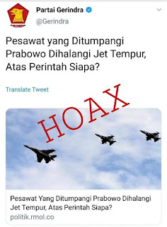 Kronologi HOAX Pesawat Tempur TNI AU Halangi Pasawat Prabowo Terbang