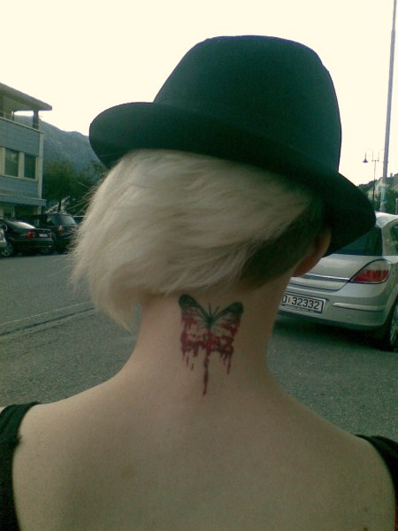 Women Neck Tattoos With Butterfly Tattoo Designs Gallery 2