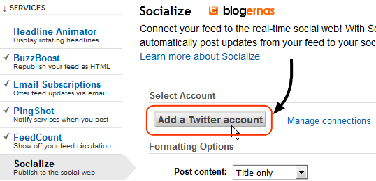 Cara Menghubungkan Feedburner Blog ke Twitter