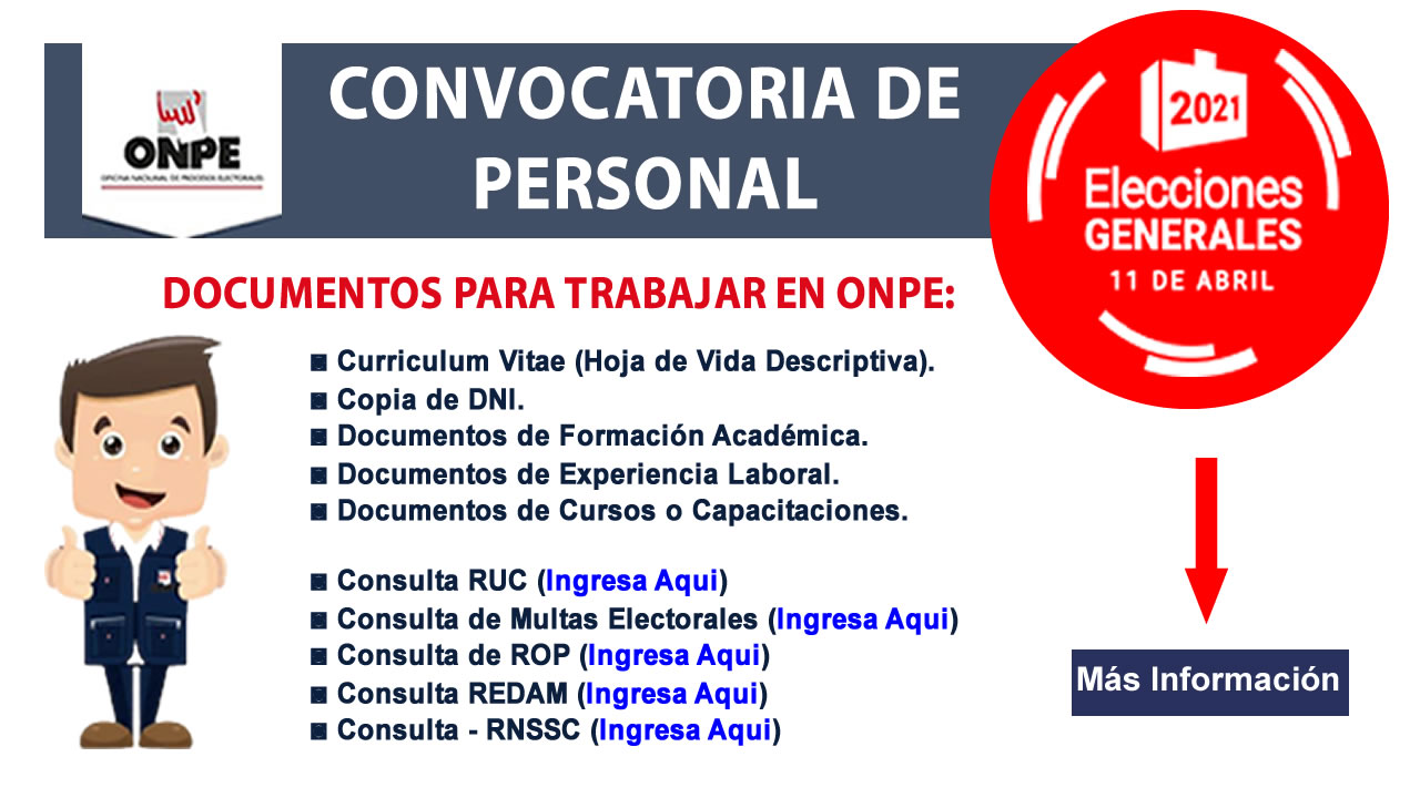 Onpe Elecciones 2021 Que Documentos Necesito Para Trabajar En Onpe