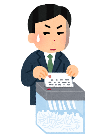 こっそりシュレッダーを使う人のイラスト