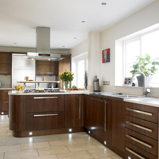 Modern Walnut Kitchen Cabinets