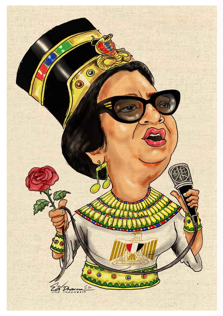 Umm Kulthum .. Caricature by Edi Dharma - Indonesia