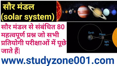 सौर मंडल से संबंधित 90 महत्वपूर्ण प्रश्न|solar system in hindi