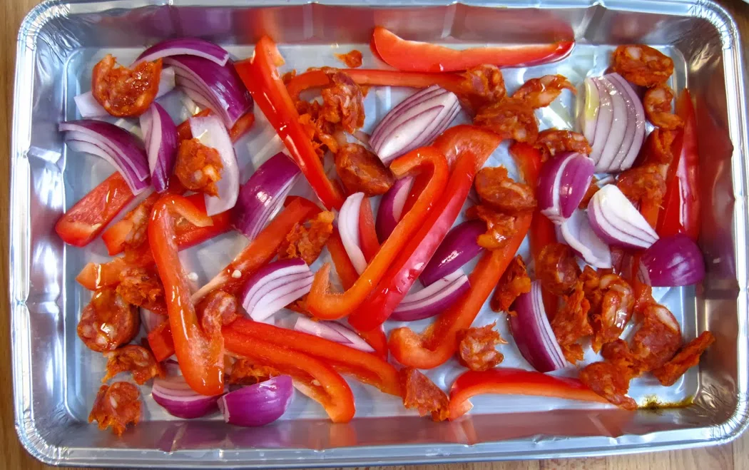 Peppers Onions and Chorizo