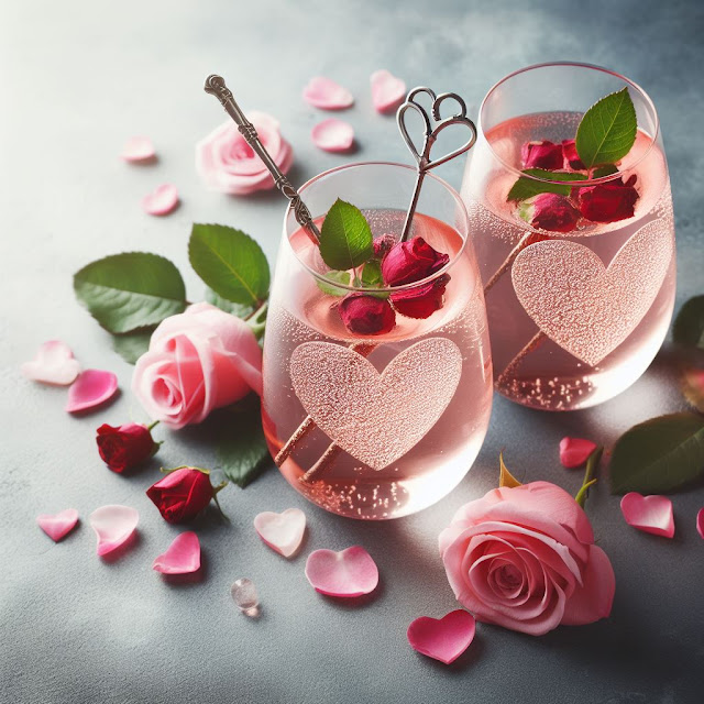 rose water cocktails in heart shape