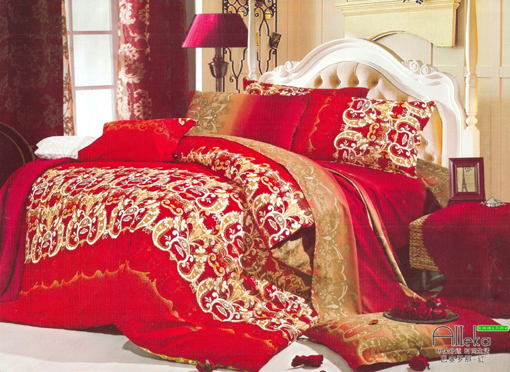 Sprei Satin Jepang Motif Bunga Merah