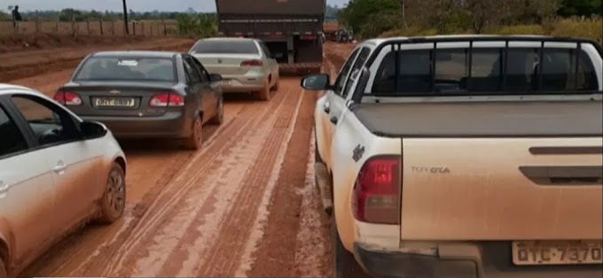 RO-464 é interditada após chuva de frente fria causar atoleiro