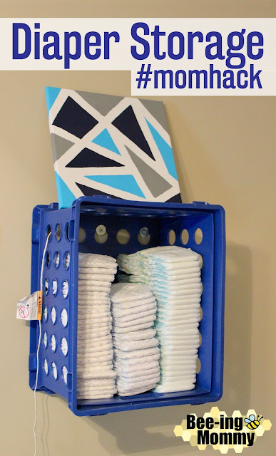 diaper stacker, diaper storage, diaper holder, DIY diaper holder, DIY diaper stacker, DIY diaper storage, diaper hacks, mom hack, affordable diaper holder, easy diaper holder, affordable diaper storage, diapers, baby hack, baby decor, nursery decor, plastic crate storage, organizing tips, diaper crate