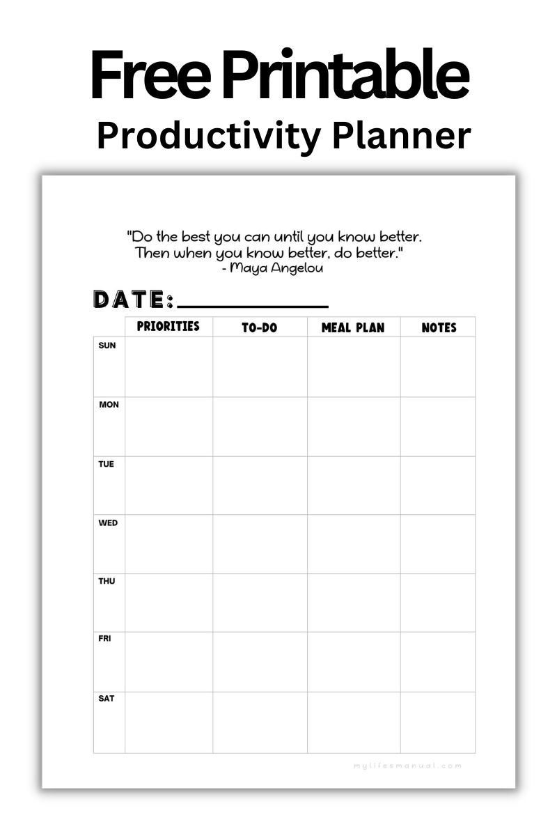 Free Productivity Printable