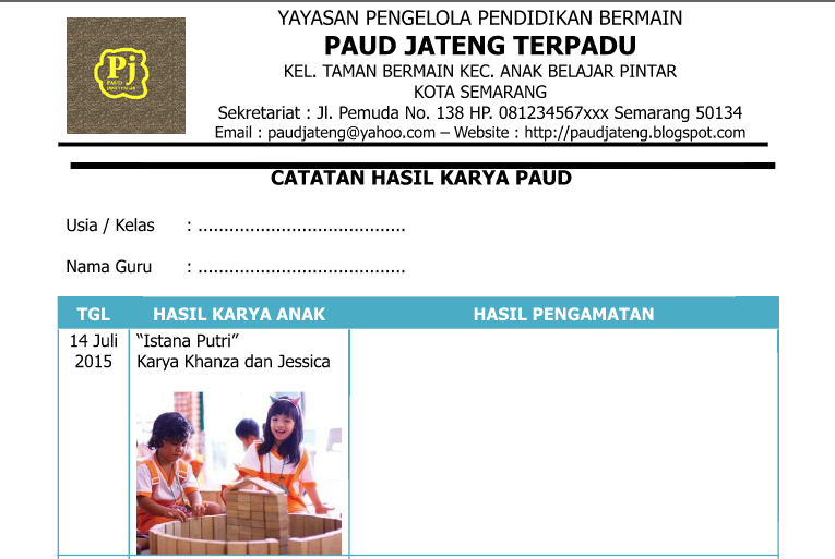 Ide Terpopuler 15+ Contoh Catatan Specimen Paud