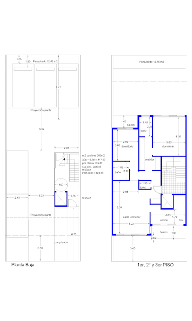 Plano de viviendas de 100 m2
