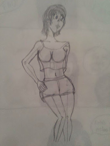 Boceto, mujer, comic, sexy