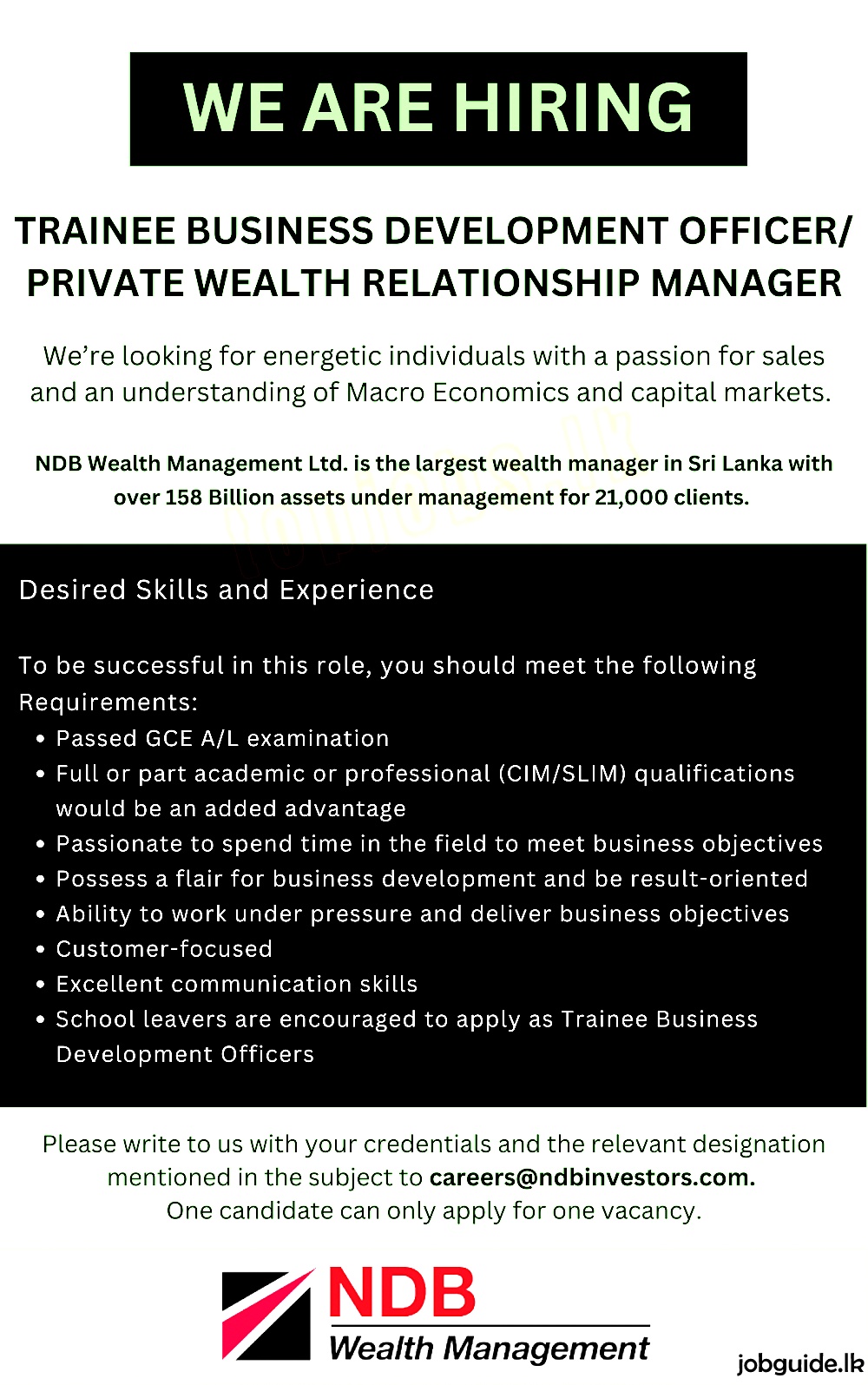 NDB Wealth Management Limited Careers 2023