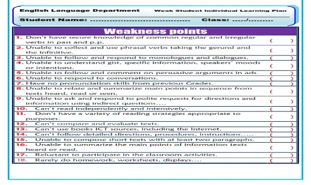 اقوى خطة علاجية لتقوية الطلاب الضعاف فى اللغة الانجليزية وتاسيسهم بطريقة محترفة من موقع درس انجليزي اقوى خطة علاجية لتاسيس الطلاب الضعاف فى اللغة الانجليزية