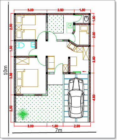 Berikut contoh gambar sketsa desain rumah minimalis type 45/70