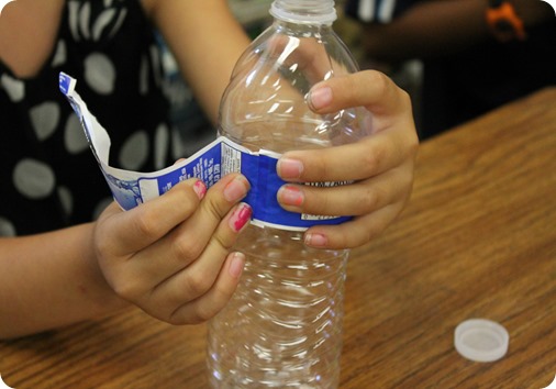 Getting ready to make our bottles for the sink or float buddy project