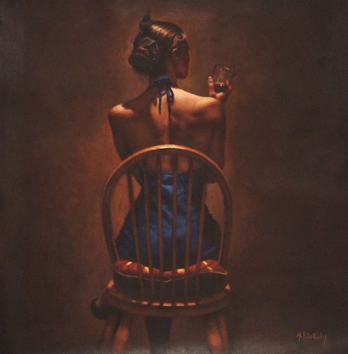 Hamish Blakely pinturas estilo clássico corpos realistas mulheres de costas ombros sensual