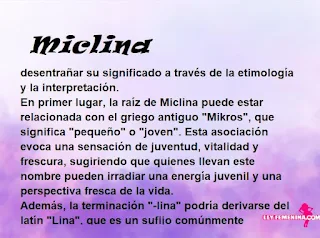 ▷ Significado del nombre Miclina