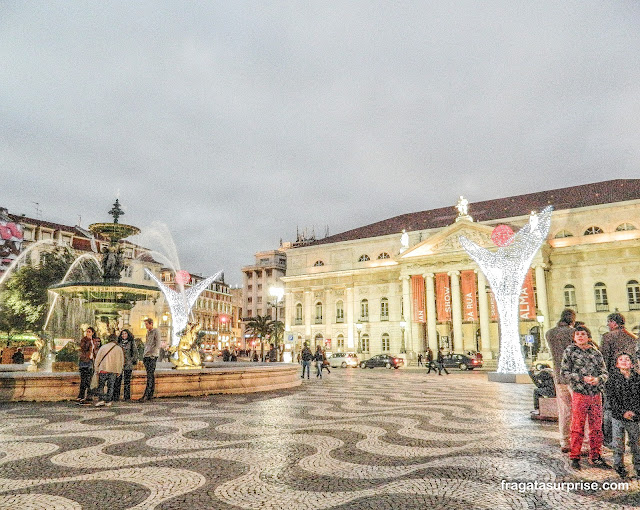 Decoração de Natal na Praça do Rossio em Lisboa