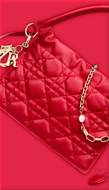♦Scarlet red Lady Dior top-handle drawstring mini bag #dior #bags #red #brilliantluxury