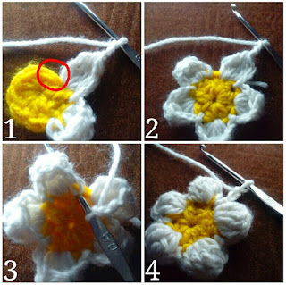 first layer of the puff stitch flower