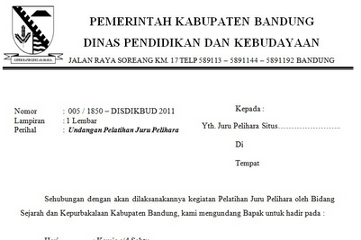 Contoh Surat Undangan Dinas Pemerintah