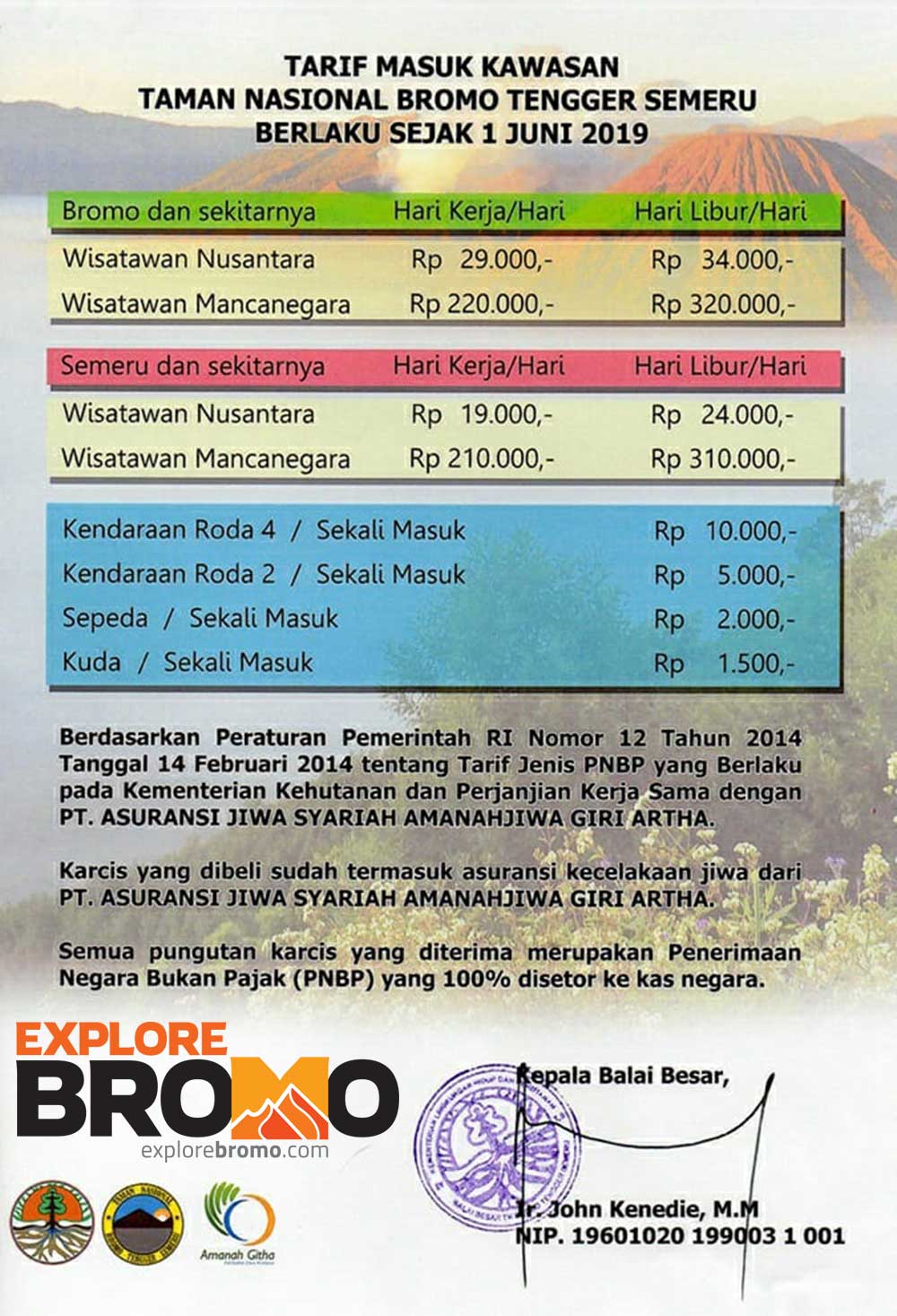 harga tiket masuk kawasan gunung bromo dan gunung semeru