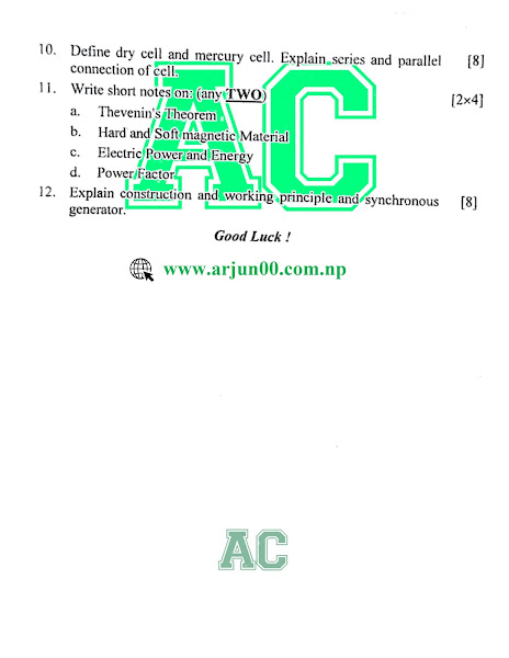 Electrical Engineering  :- 2080 Question Paper of Second Semester - DCOM/IT  ,old Course Question Paper, 2nd Sem