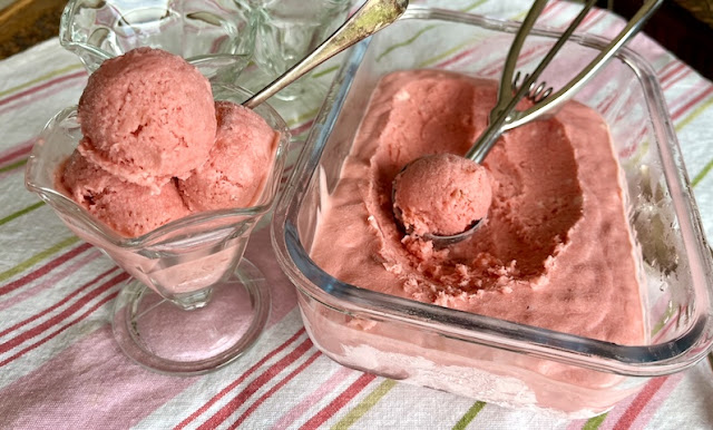 Food Lust People Love: This Raspberry Rhubarb Ice Cream is so easy to make, rich and creamy, tangy and full of flavor. It’s the perfect taste of summer. No churning required!