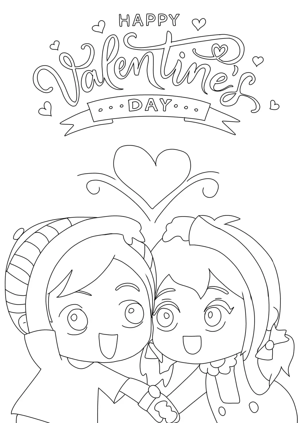 chibi valentine's day colouring sheets