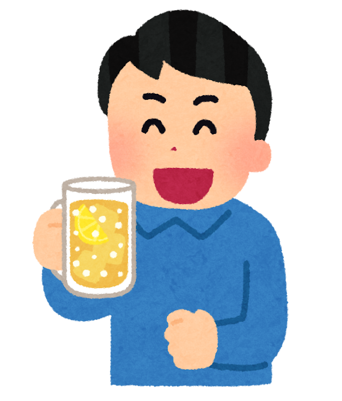 無料イラスト かわいいフリー素材集 ハイボールを飲む人のイラスト 男性
