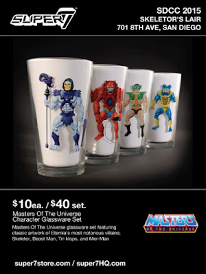 San Diego Comic-Con 2015 Exclusive Masters of the Universe Villains Pint Glasses - Skeletor, Beastman, Tri-Klops & Mer-Man