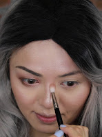 Contour the nose with the crease blending brush