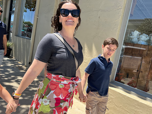 Family walking down the street in downtown Paso Robles