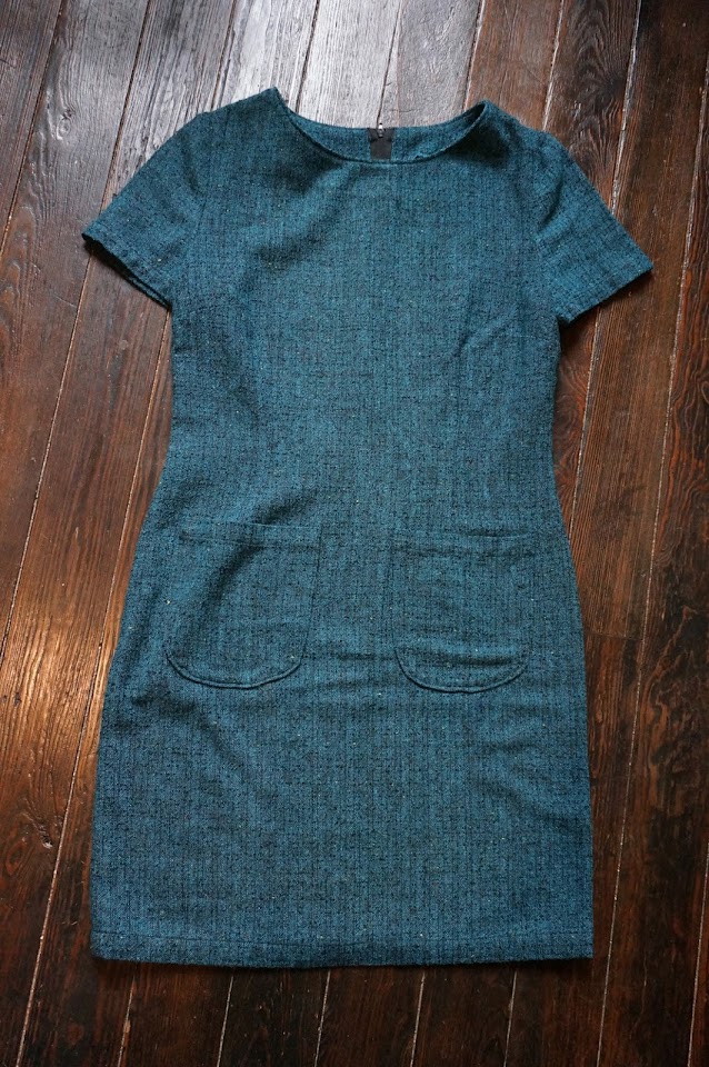tweed turquoise mini dress robe