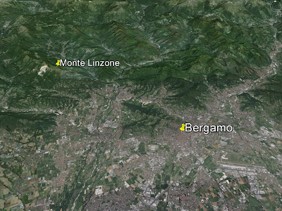 Relation of Monte Linzone to Bergamo